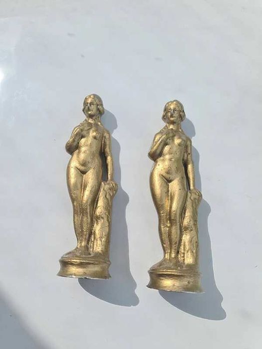 Set Statuie Nud femeie sculptura metal aurie