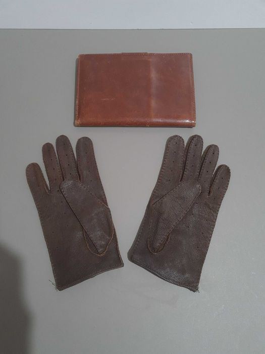 Set manusi piele dama si portofel piele naturala