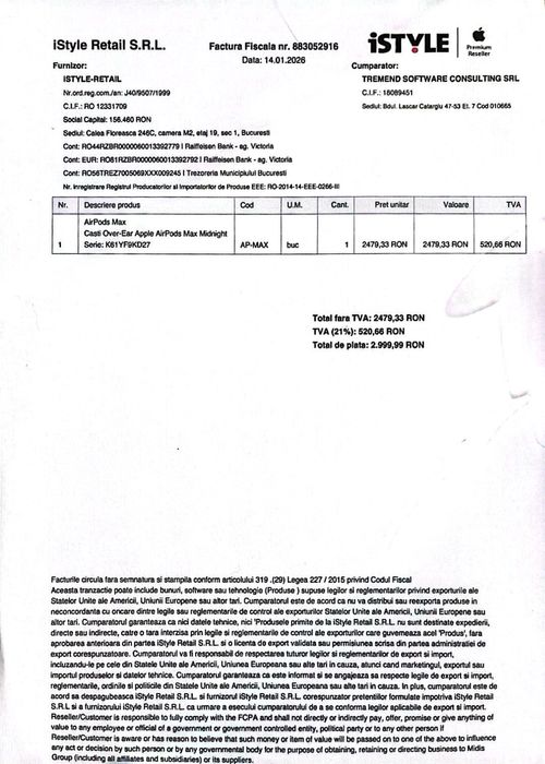 AirPods Max With Anc With Receipt