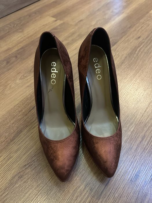 Pantofi piele satinata, nr.38, culoare maro-teracotă