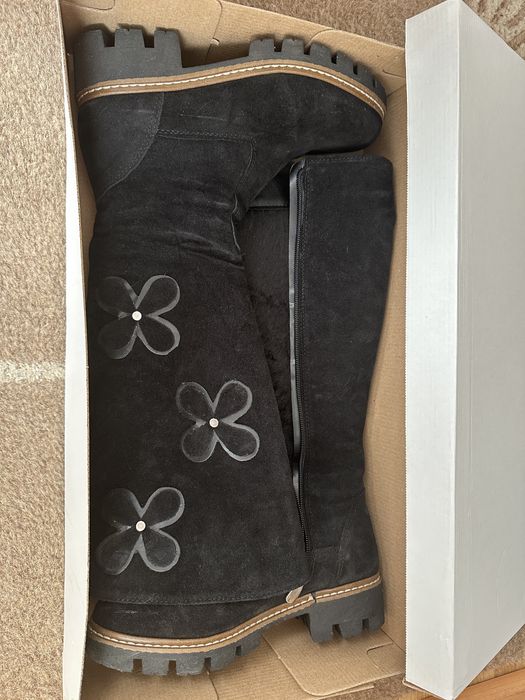 Cizme piele intoarsa natuala