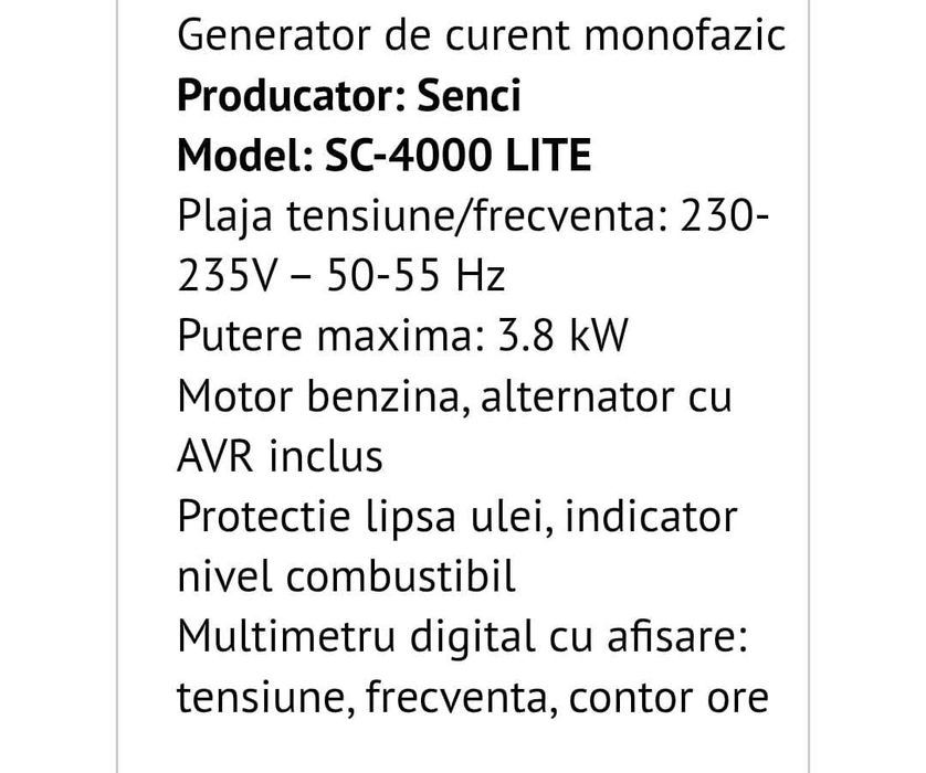 Generator monofazat 3,8 kw