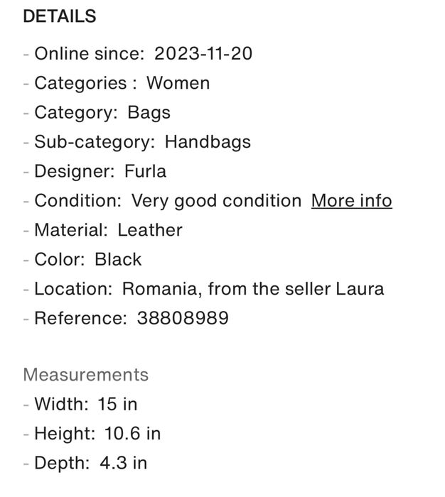 Оригинална дамска чанта FURLA естествена кожа