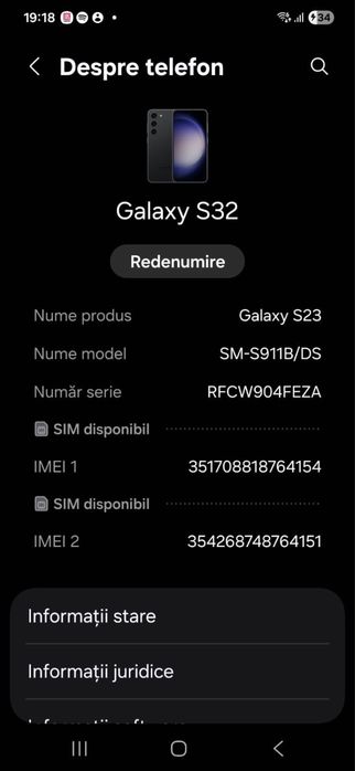 Samsung Galaxy S23 128 GB Dual SIM, Phantom Black, Cutie + Husă, Stare excelentă