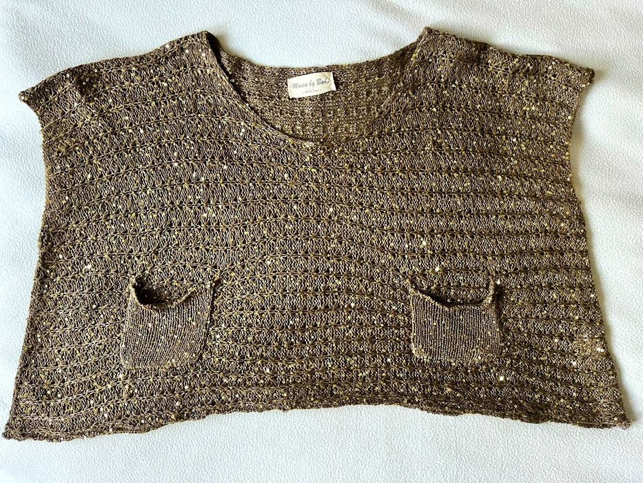 Top Lejer Crop Maro cu Paiete Aurii