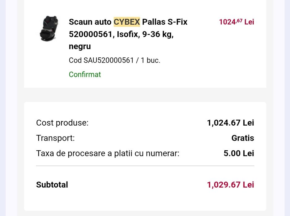 Scaune Auto Cybex Pallas S-Fix Isofix 9-36kg negru & gri