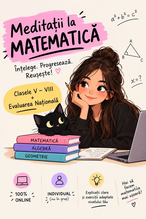 Meditatii Matematica clasele 5-8 + Evaluarea Nationala | ONLINE si INDIVIDUAL