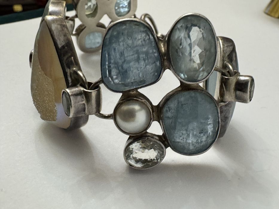 Unicat! Bratara Starborn cu Druzy, aquamarin, topaz, perle. Argint 925