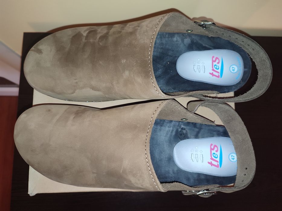 Сабо - кафява естествена кожа набук - Швеция - 47 номер