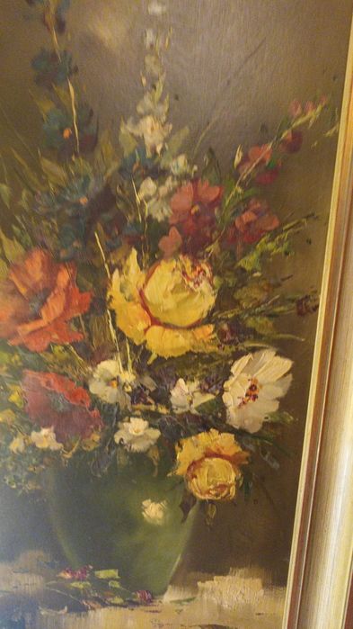 Ulei pe pânză natura statica o lucrare veche deosebita semnată încadra