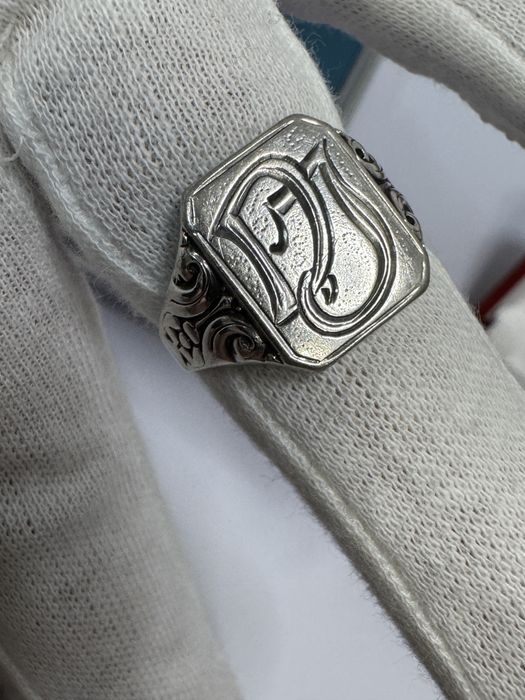 Inel argint 835 vechi,  Art Nouveau cu sigiliu monograma.