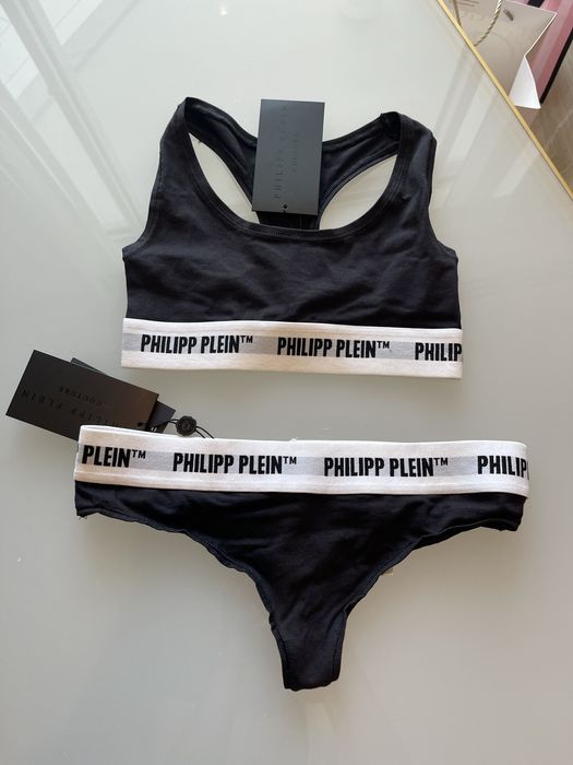 Сет сутиен топ бельо бикини филип плейн черен philipp plein pp