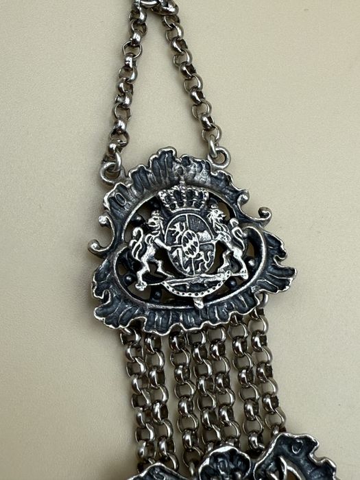 Lant ceas de buzunar din argint chatelaine