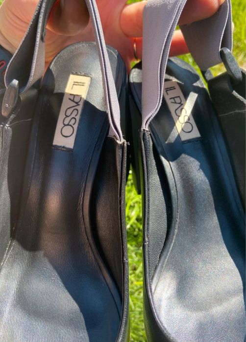 Pantofi slingback de piele cu varf ascuțit , Negru/Gri il  Passo