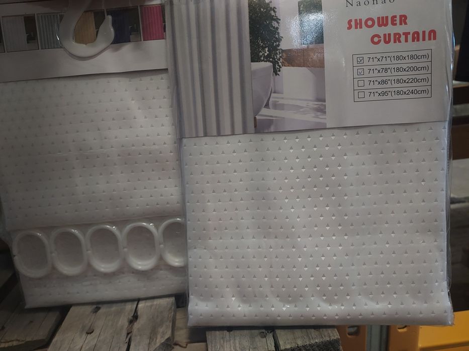 Perdea de baie Pvc, iuni, alb, galben sau bej, cu punctulete argintiiȘ