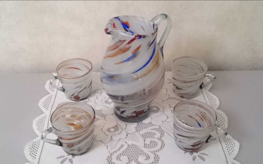 Кувшин, кружки фарфор, стекло