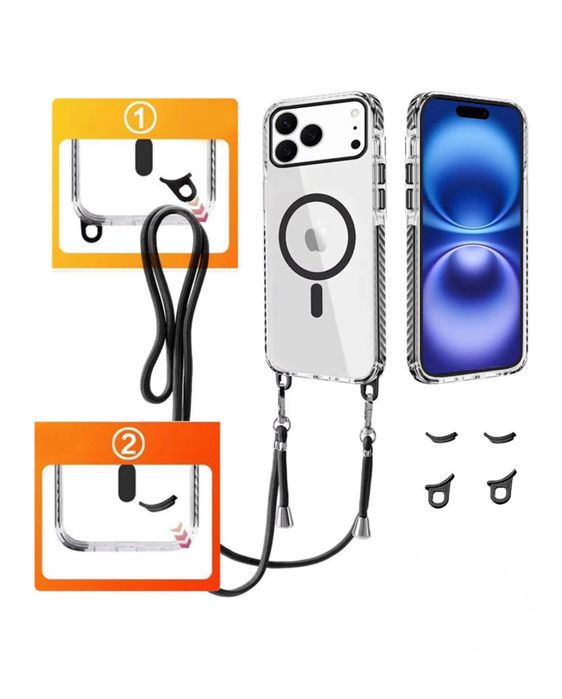 Iphone 17 PRO/PLUS/PRO MAX/AIR - Husa Magsafe Hard PC Snur Detasabil