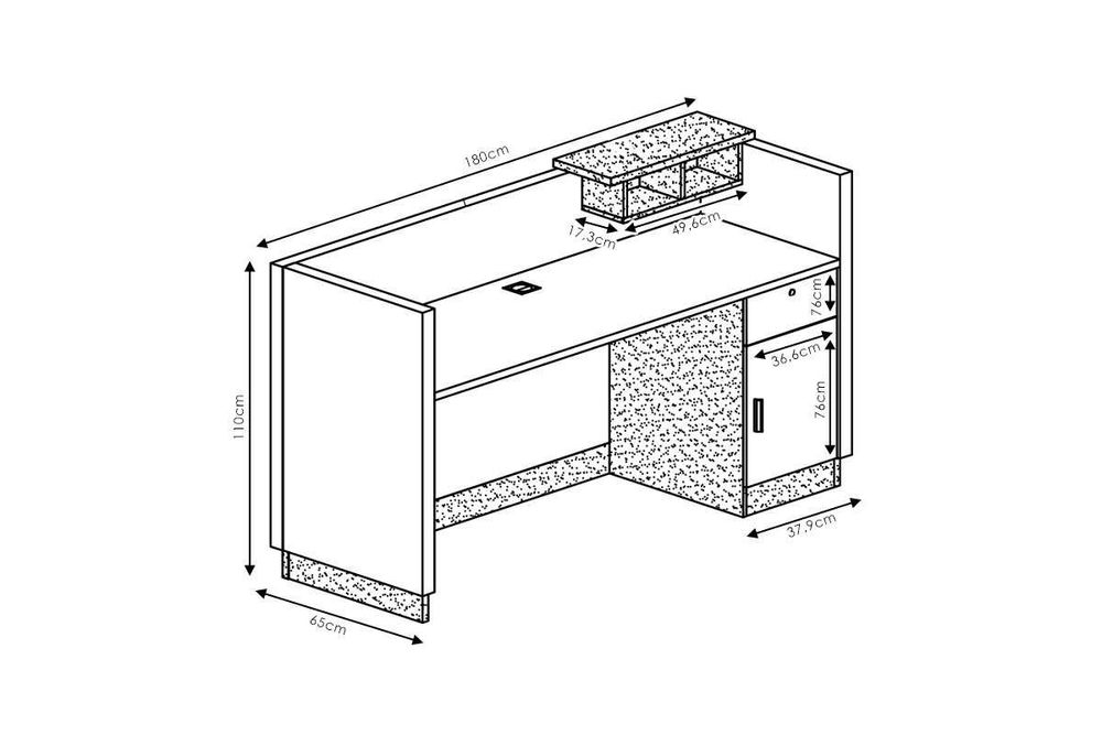Професионална Рецепция Oscar, орех-антрацит 180х65х76см