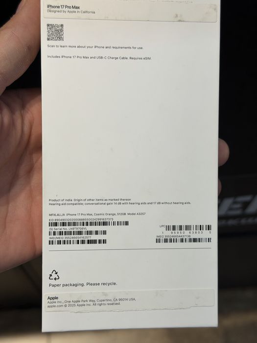 Продам 17 pro max 512