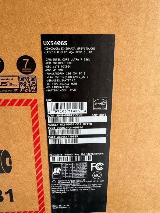 Asus Zenbook S14 yangi