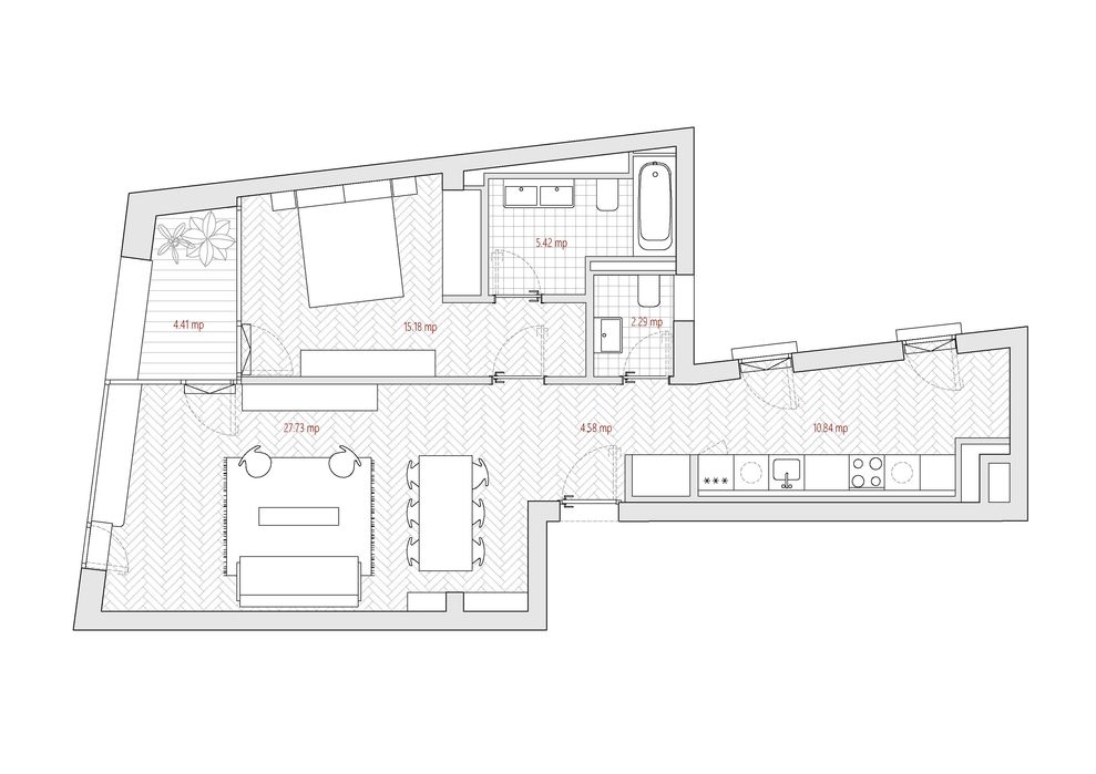 Apartament cu 2 camere si 2 bai, 67 mp, Central Sector 1