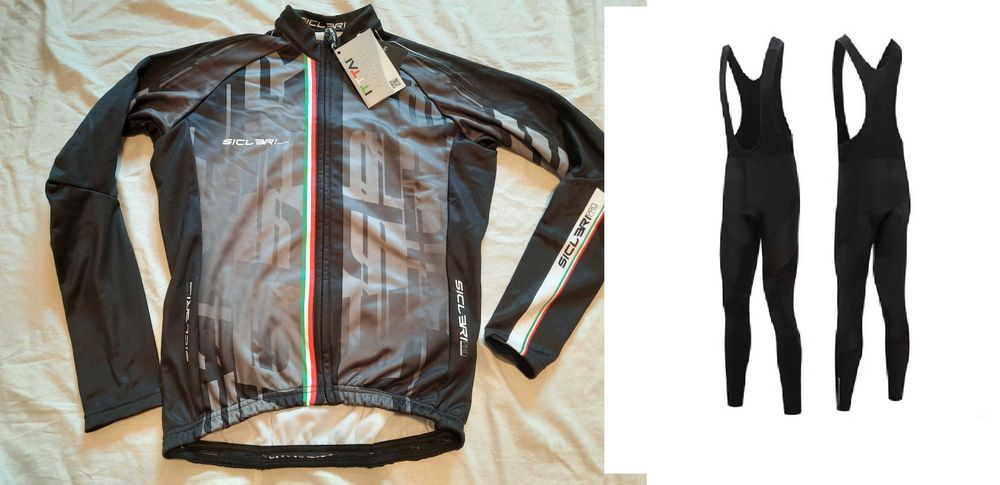Set nou Bluza pantaloni ciclism iarna Sicleri marimea S M L  membrana