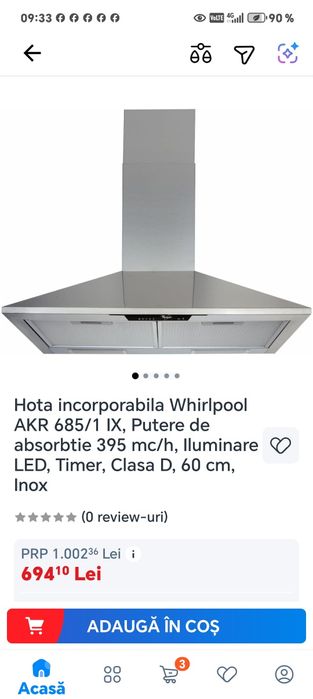 Hota Whirlpool folosita puțin.