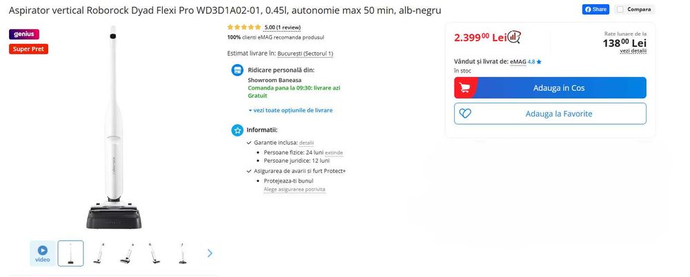 Aspirator vertical Roborock Dyad Flexi Pro