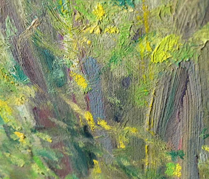 Tablou vechi - peisaj cu 2 cabane - semnat Bittar