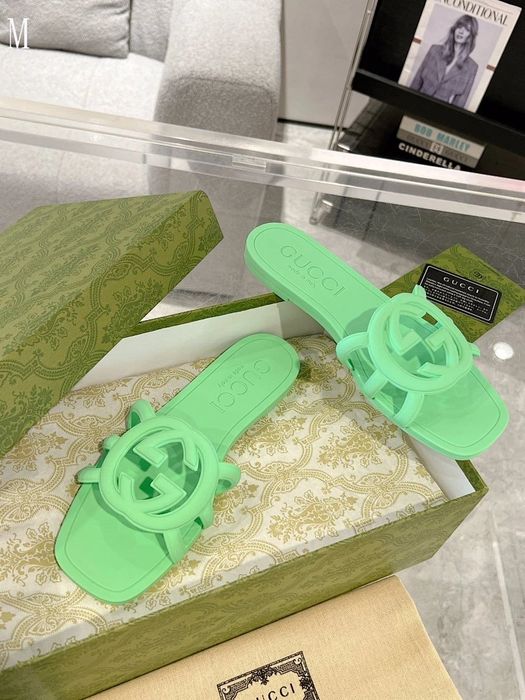 GG Interlocking G Rubber Slide - Green