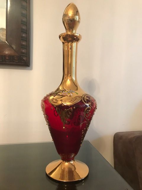 Set de vin sau cognac sticla de Murano cu foita de aur de 24K aplicata