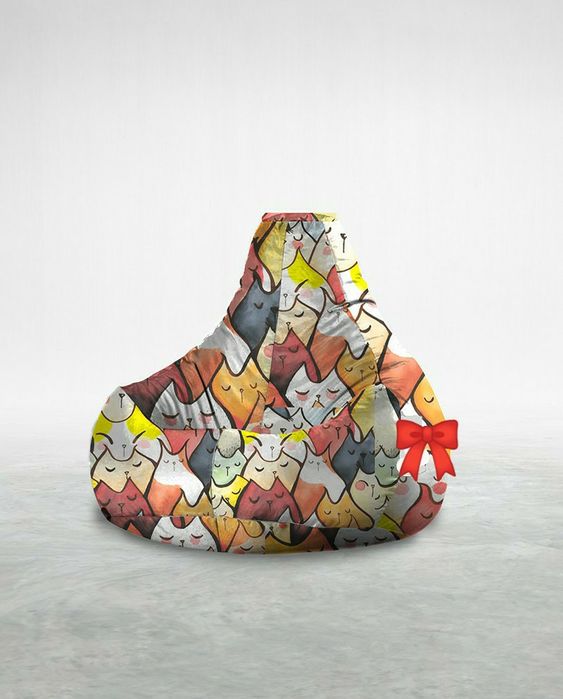 Барбарон пуф круша ХL с цветен печатни( празни калъфи)