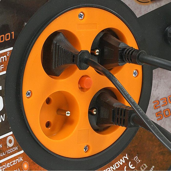 Rola prelungitor cablu cu cadru metalic, 25 metri 3 x 1 mm, Verke