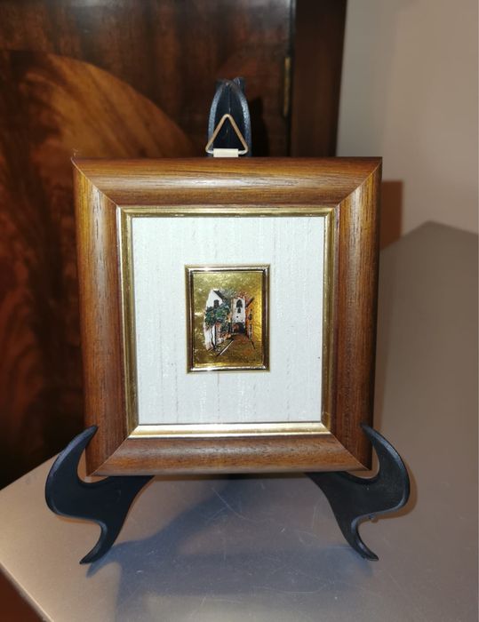 Антикварна миниатюра от 23 кт. златно фолио маркирана оригинална рядка