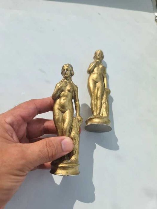 Set Statuie Nud femeie sculptura metal aurie