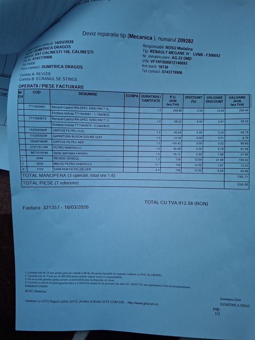 Megane 4 cutie automata motor 1,3 unic propietar