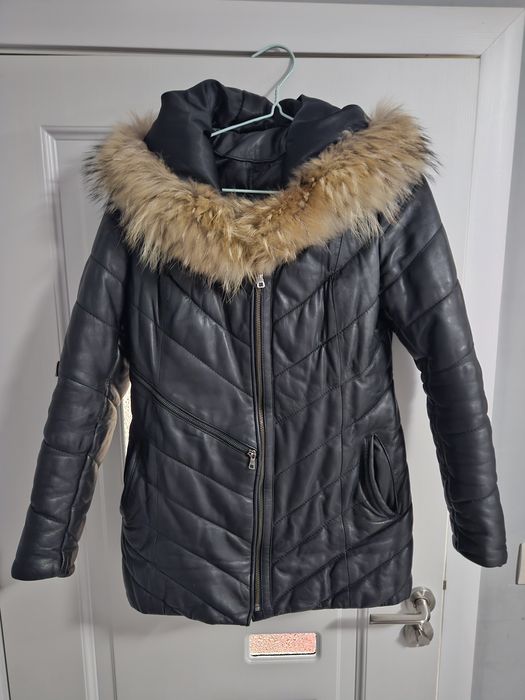 Яке от естествена кожа с лисича яка