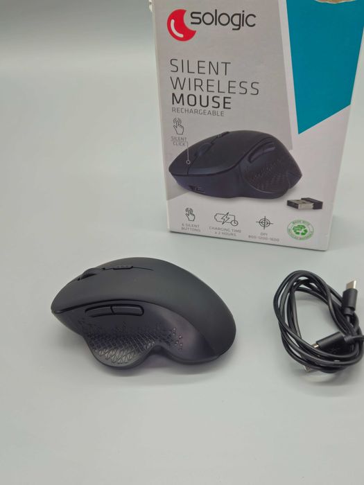 Топ цена!Безшумна безжична мишка Sologic, презареждаема, 6 бутона!