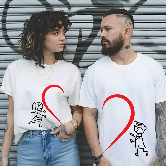 Забавни тениски за двойки, еднакви тениски