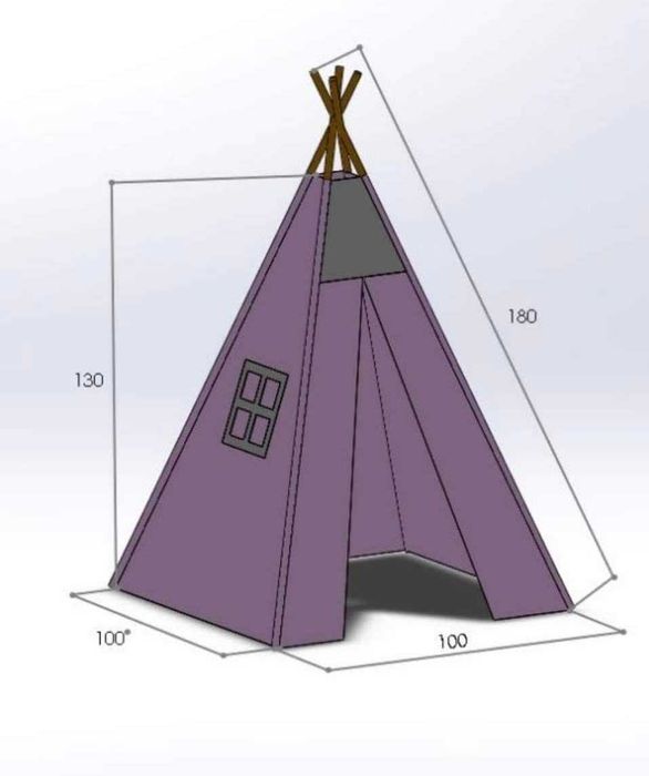 Детска индианска палатка (типи) с динозаври