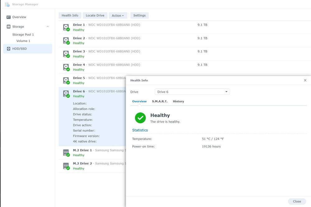 NAS Synology DS1621+, 32Gb Ram, 60TB WD Red Plus, SSD Cache, 10GbE