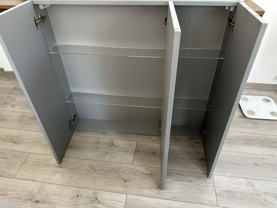 Dulap MDF baie suspendat, gri, 90 x 100 X 15 cm • GoodHome Imandra