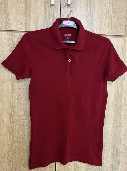 Tricou polo bărbați LC Waikiki Basic, mărimea XS, guler cu nasturi vișiniu