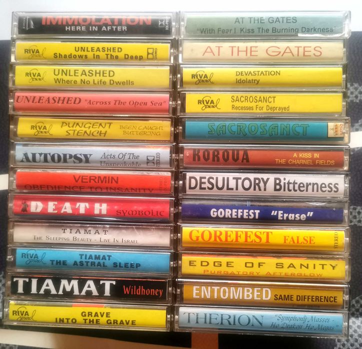 Колекция от 110 метъл аудио касети. Дет, блек, траш, индъстриъл,. пънк