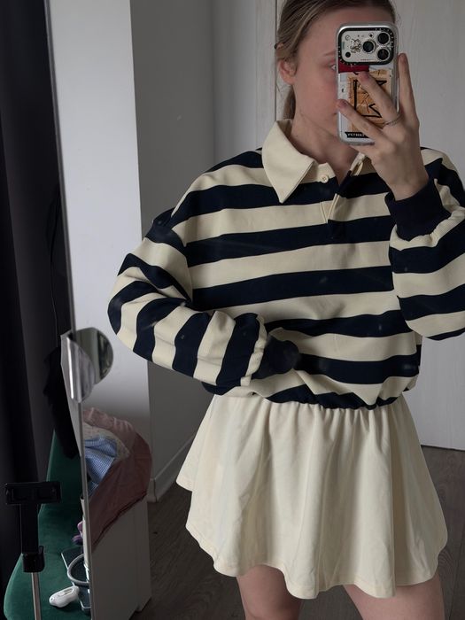 Rochie polo cu dungi + pantaloni scurți integrați
