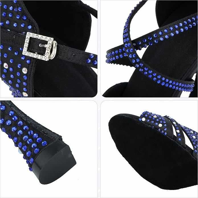 Обувки за салса, бачата, кизомба, танго, 38 номер, сини кристали