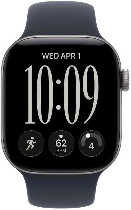 НОВ! Apple Watch Series 12 (2026) GPS 46mm Space Gray Aluminium Case with Navy Blue Sport Band M/L Гаранция!