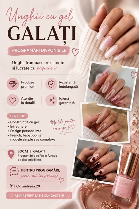 Unghii cu gel Galați | Programări disponibile