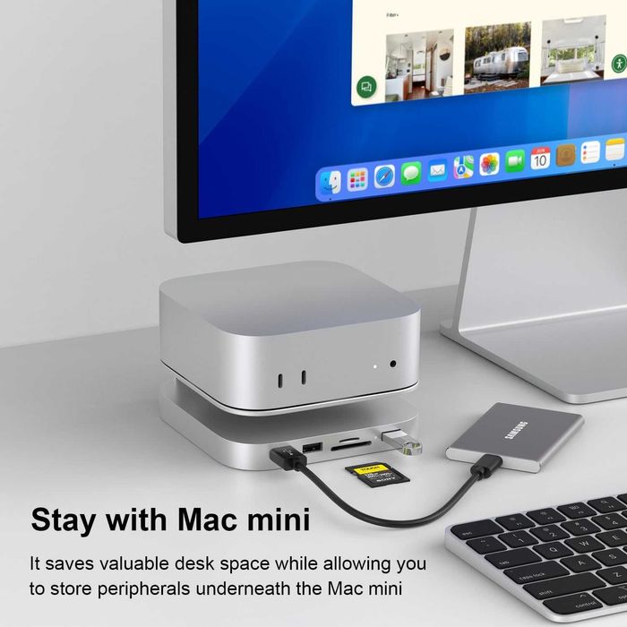 Qwiizlab алуминиев хъб стойка с SSD корпус за Mac mini M4 / M4 Pro
