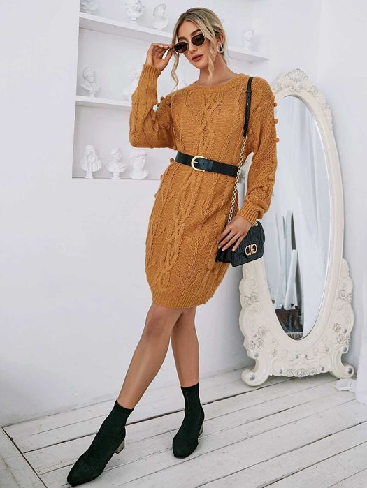 Есенно- зимна рокля, Елегантна рокля, Топла рокля, Миди рокля